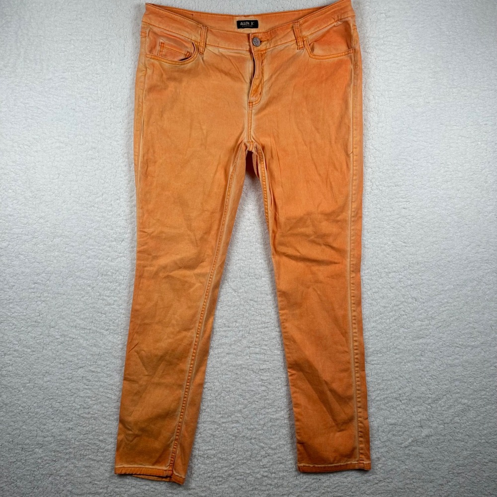Allen B by Allen Schwartz Orange Acid Wash Skinny Jeans Womens 16 Tie Dye Denim